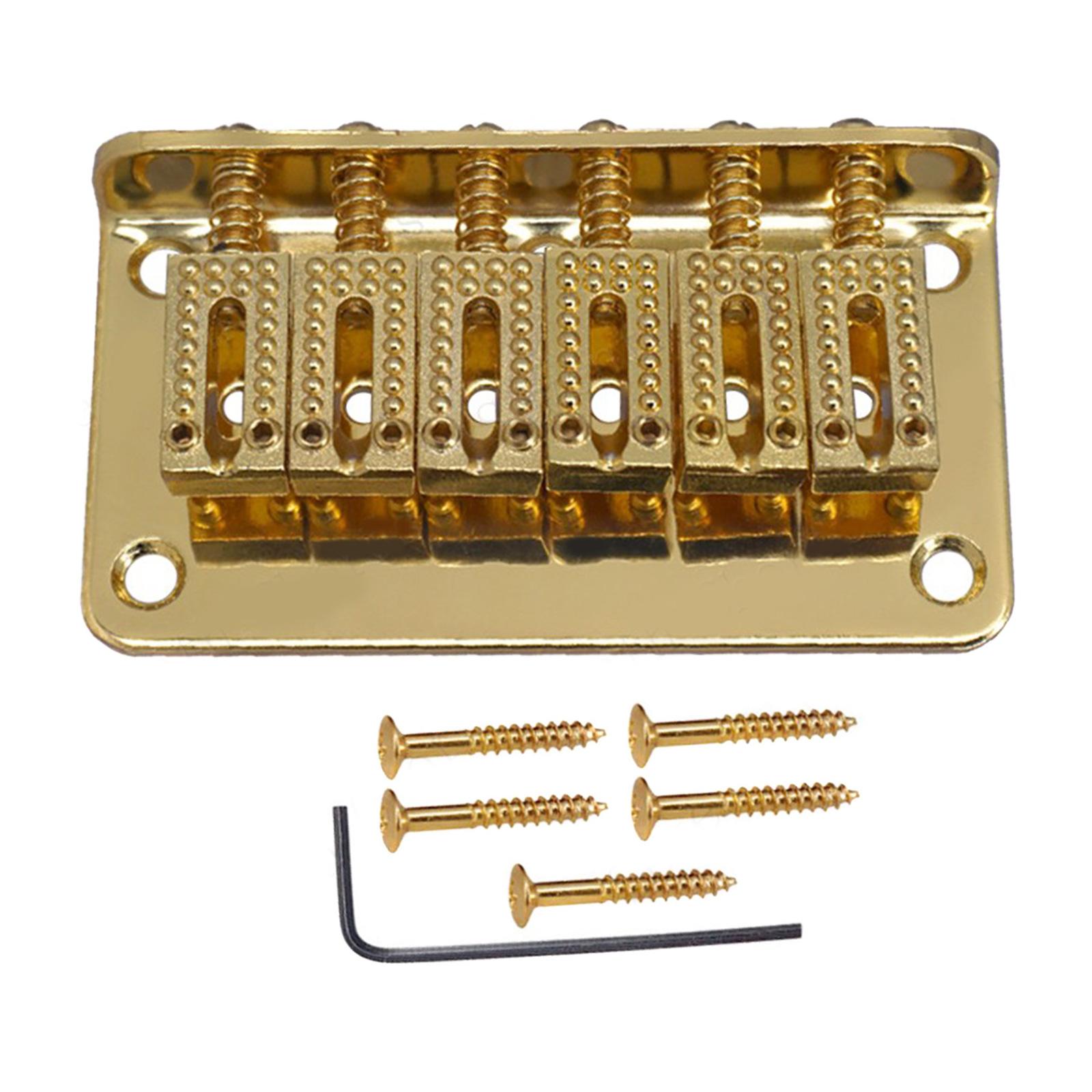 

6-струнный фиксированный бридж для гитары, топ-лоад, хвостовик, с крепежными винтами для деталей электрогитары, прост в установке золотой