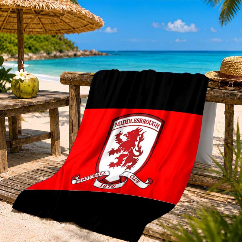 Football Club Emblem Printed Microfiber Beach Towel, Soft And Absorbent, Quick-Dry, Ideal for Summer Travel, Beach Essential, Swimming Pool