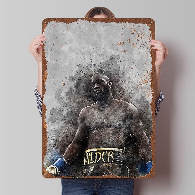 Deontay Wilder Boxer Metal Posters Custom Vintage Metal Signs Wall Art Tin Plaque for Man Cave Bedroom Decorations Home Decor 7.9x11.8In(20x30cm)