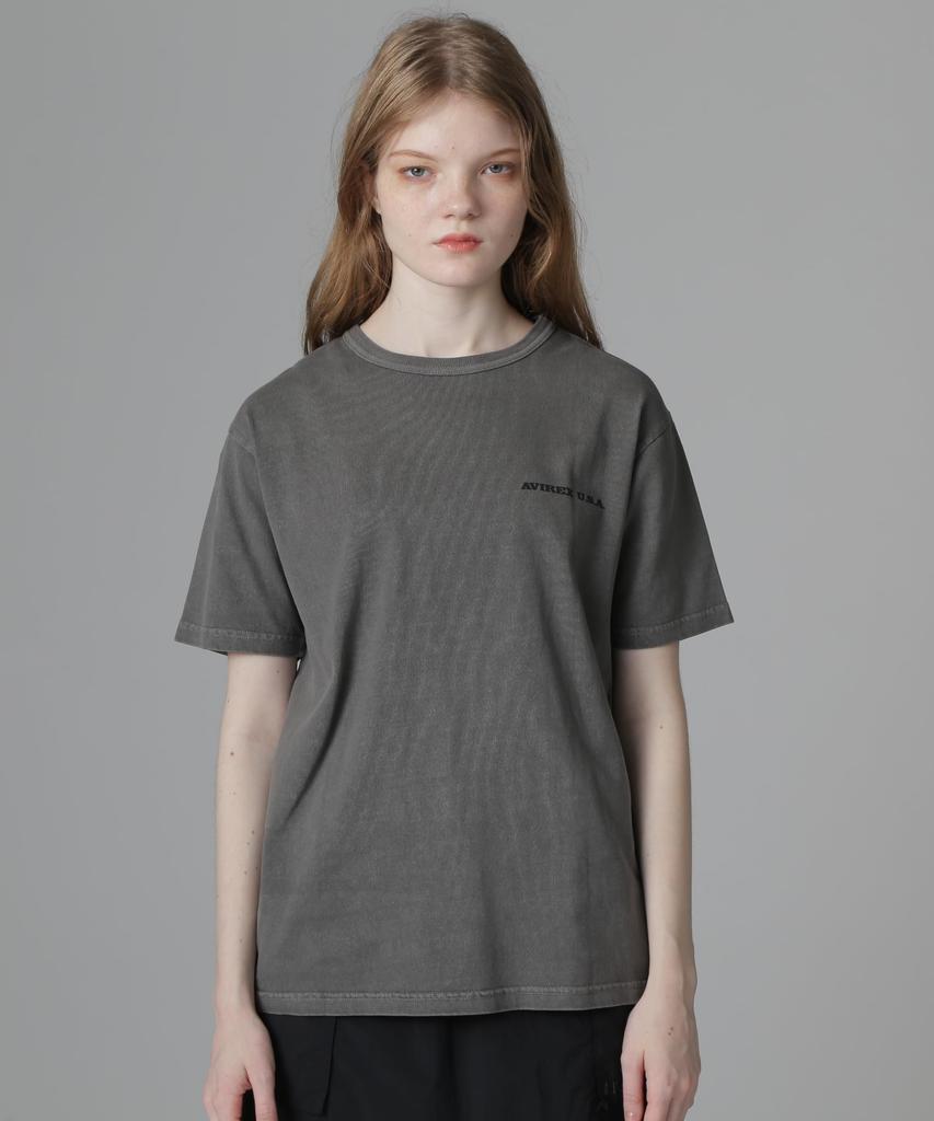 Avirex FADE WASH PRINT F T-SHIRT, Women's, 410, Charcoal, 783-5135604