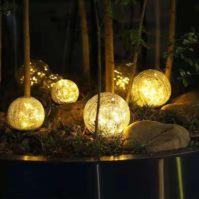 Luce per Prato Sfera di Vetro Solare Crepato