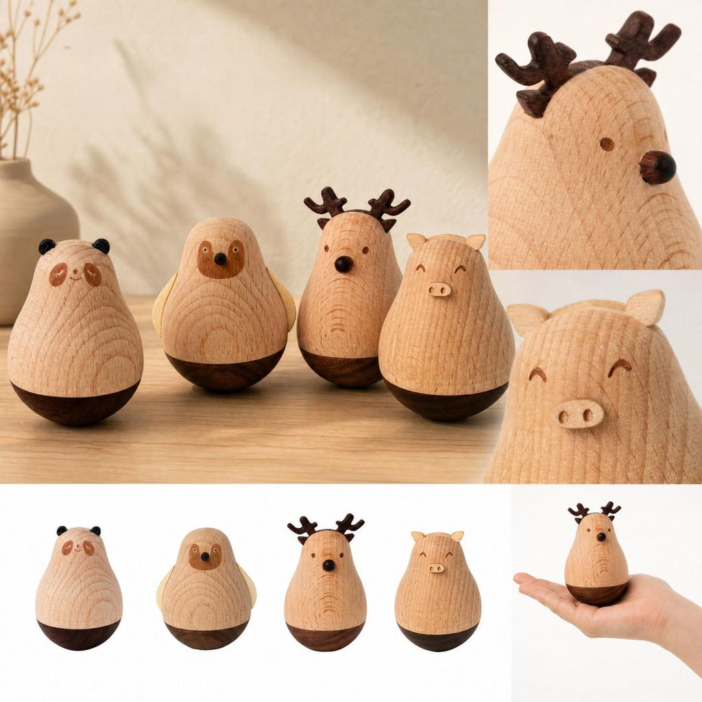 Wooden Figurine for Home Decor, Desk Ornament and Collectible Gift