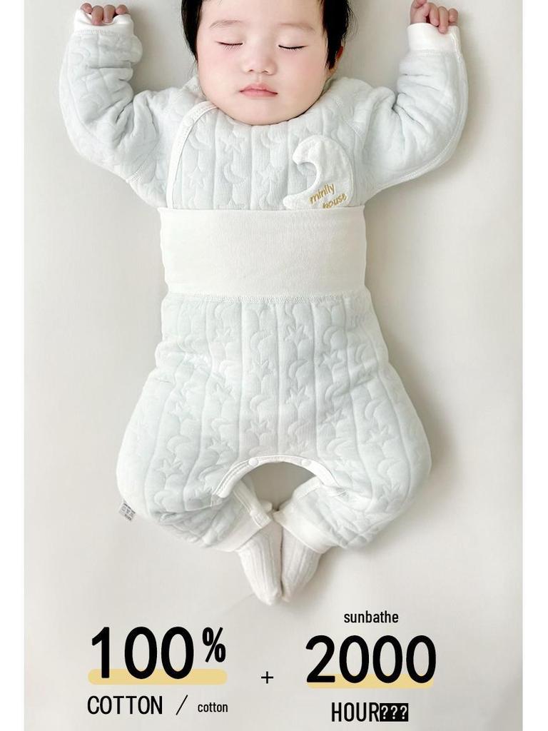 Jingqi Kids Quilted Cotton Warm Two-Piece Set for Boys and Girls - Autumn/Winter Underwear and Pants