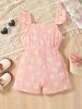 Summer Girls' One-piece Pants, Small and Fresh Frilled Short Pants, One-piece Dress for Little Kids, Casual and Refreshing Daisy Pants for Young Girls