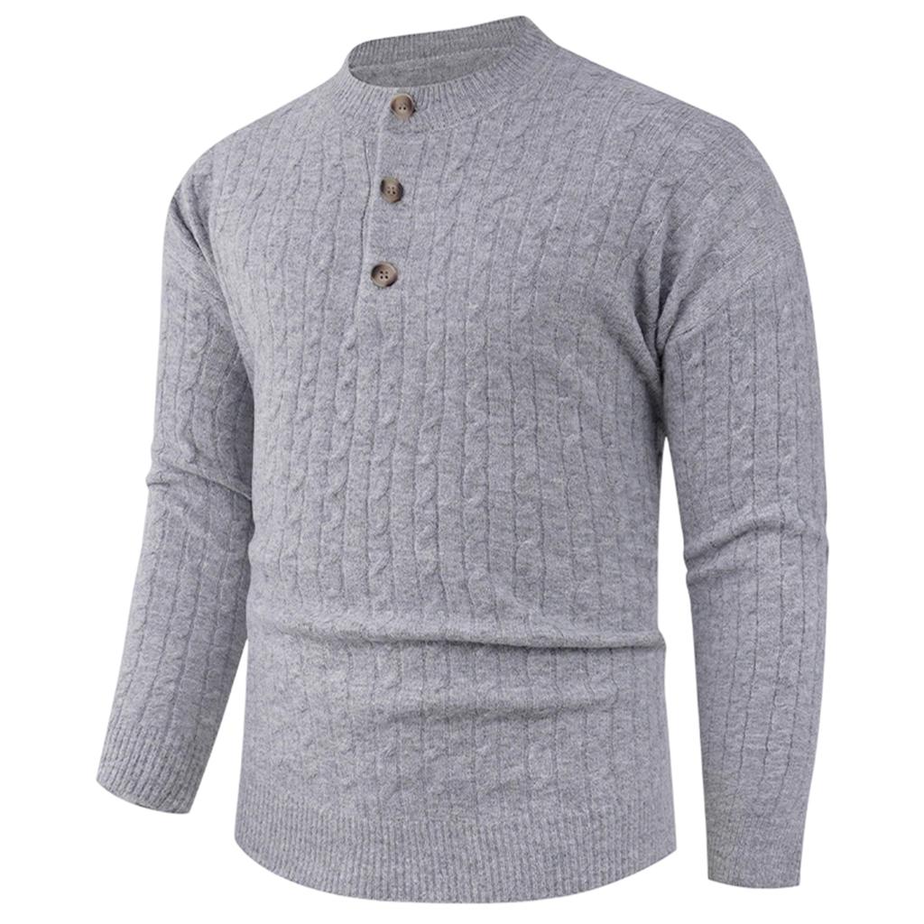 Men's  Fashion  Knitting  Pullover  Long Sleeves  Loose  Flip Collar  Sweater
