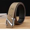 First Layer Cowhide Alloy Smooth Buckle Belt Business Leisure Style Belt Letter Simple Belt