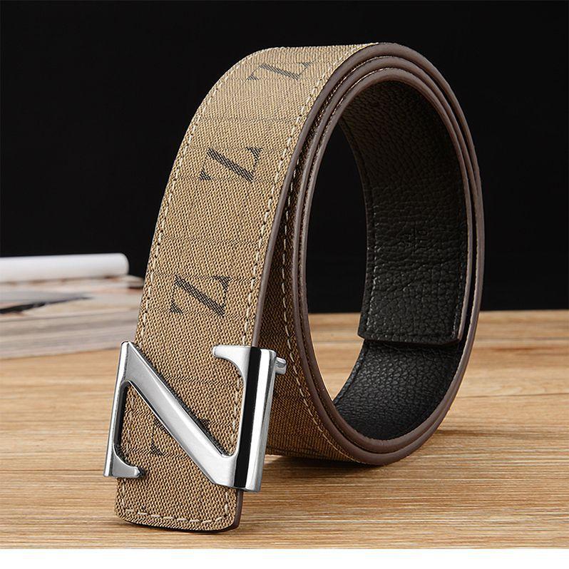 First Layer Cowhide Alloy Smooth Buckle Belt Business Leisure Style Belt Letter Simple Belt