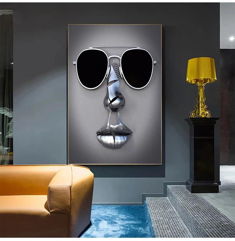 Romantic Abstract Metal Figure Sculpture Canvas Print: Modern Wall Art