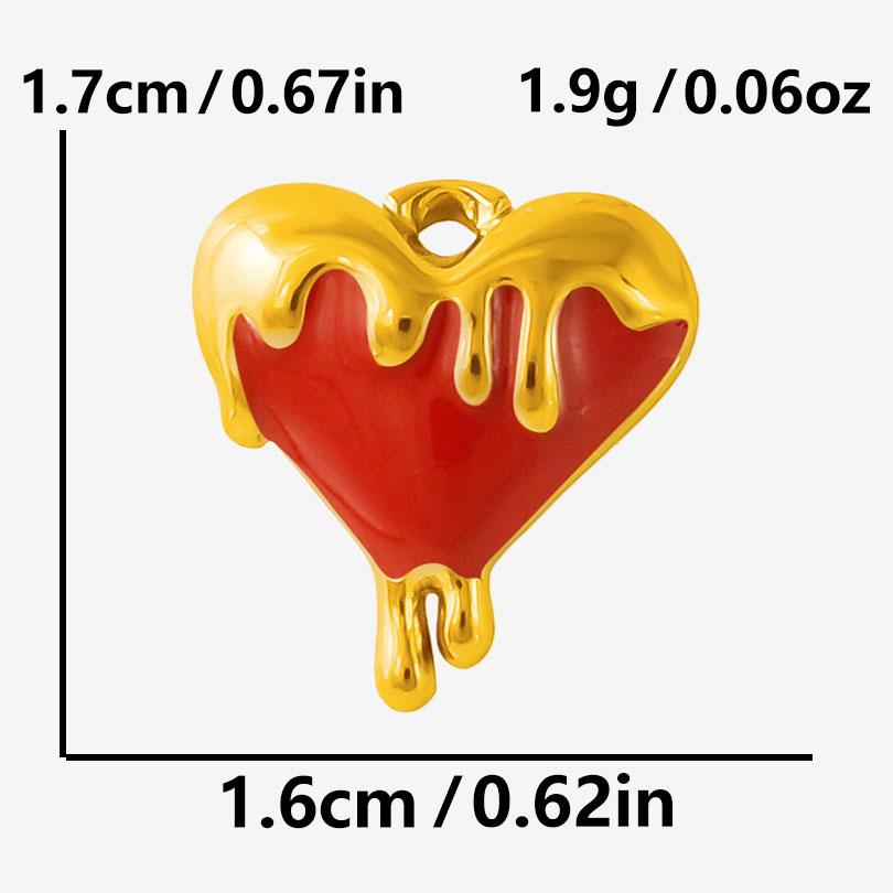 2 Stück Roter Emaille/Strass Liebe Anhänger Edelstahl Herz Charm Für Schmuckherstellung Zubehör Großhandel Steampunk Öl Tropfen Charms