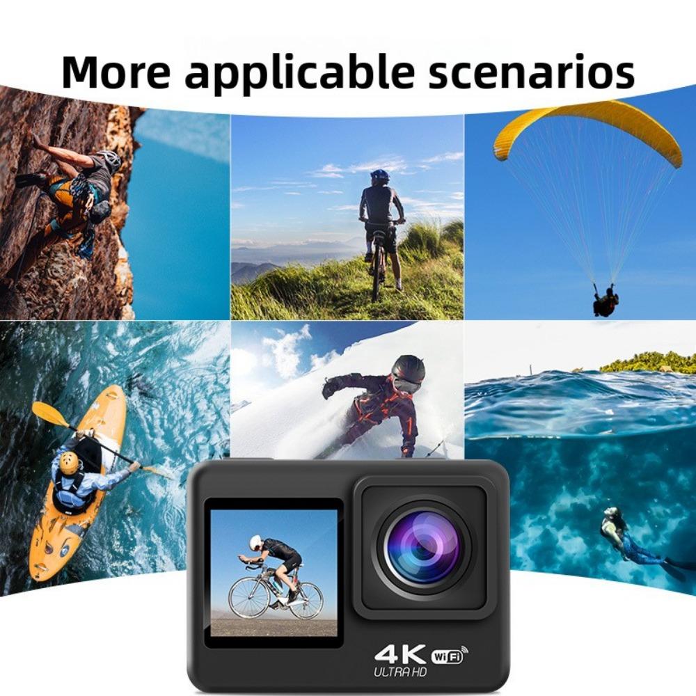 4K Sports Camera Waterproof High Definition Dual Screen Wifi Remote Control Outdoor Shooting Cycling Skiing Underwater Camera