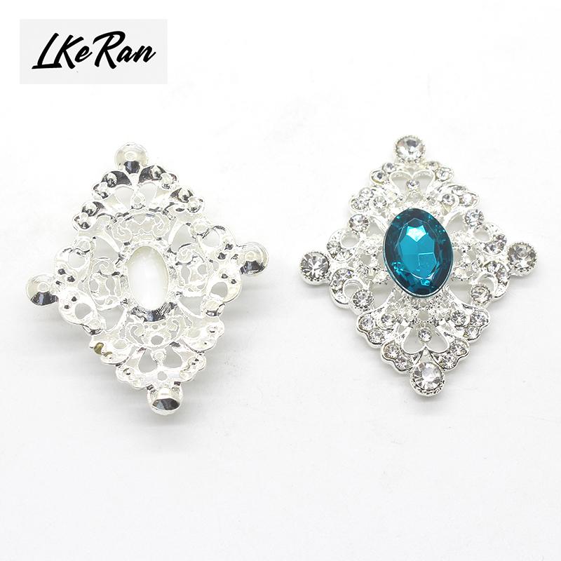 New Fashion 10Pcs 40*46mm Metal Acrylic Crystal Rhinestone Buttons For Craft Embellishment Diy Clothing Decorative Accessories