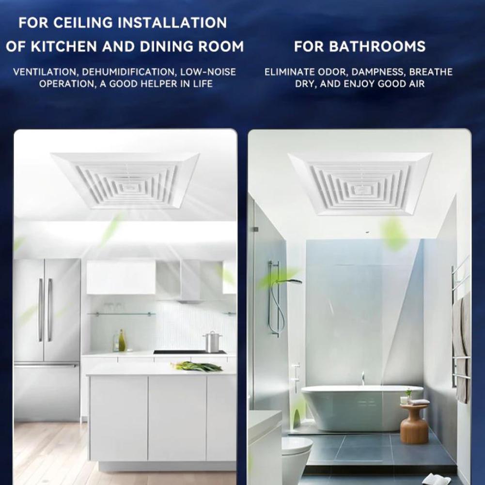 Gypsum Board Integrated Ceiling Ventilation Fan Strong Suction Silent Ceiling Exhaust Fan W/ Remote Control for Kitchen Bathroom