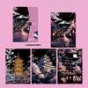 DIY 4PCS/Set A3 Colorful City Night Scenery Landscape Laser Scratch Painting With Tool Landmark Scratch Art Room Decor Gift