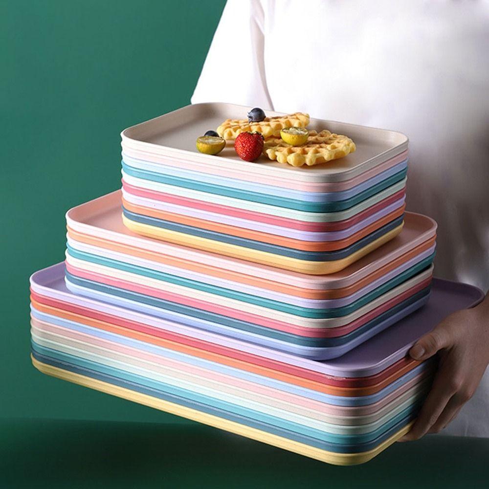 Plastic Wheat Straw Storage Tray Large Capacity Fruit Salad Tray Service Dessert Pallet Hotel