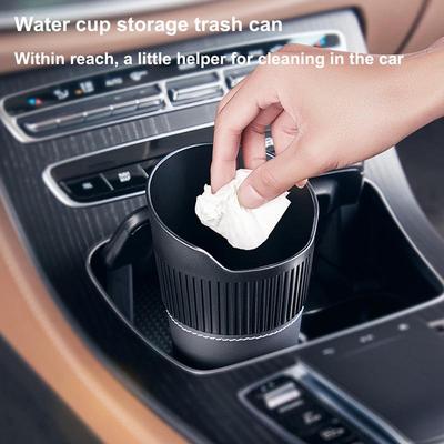 Car Door Trash Can Car Cup Trash Can Leather Wrapping Multifunctional Organizers And Storage Interior Accessories Vehicle Waste