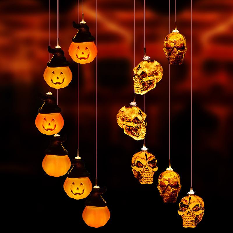 LED Halloween Solar String Lights Skull Ghost Pumpkin Shape Outdoor Yard Garden Horror Decor Waterproof Party Lighting Props