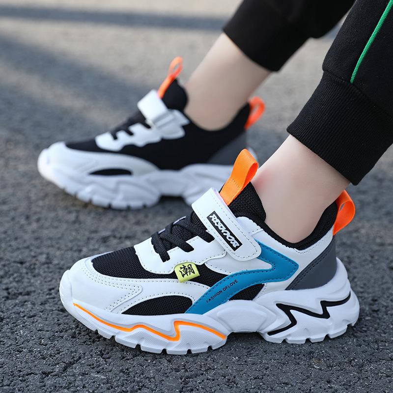 Boys' Shoes Spring and Autumn Breathable Mesh Shoes Winter Velvet Warm Children's Cotton Shoes Medium and Older Children's Sports Shoes Dad Shoes