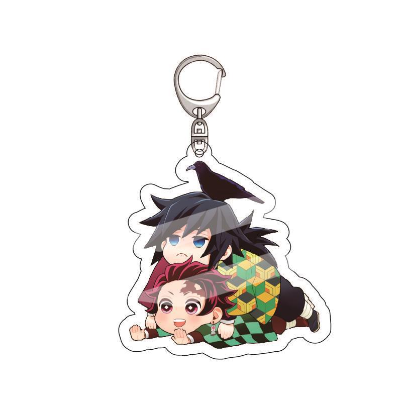 Anime Demon Slayer Acrylic Keychain Tanjiro Kamado Nezuko Zenitsu Agatsuma Inosuke Hashibira Pendant Charm 4PCS Collection Beautiful Gift