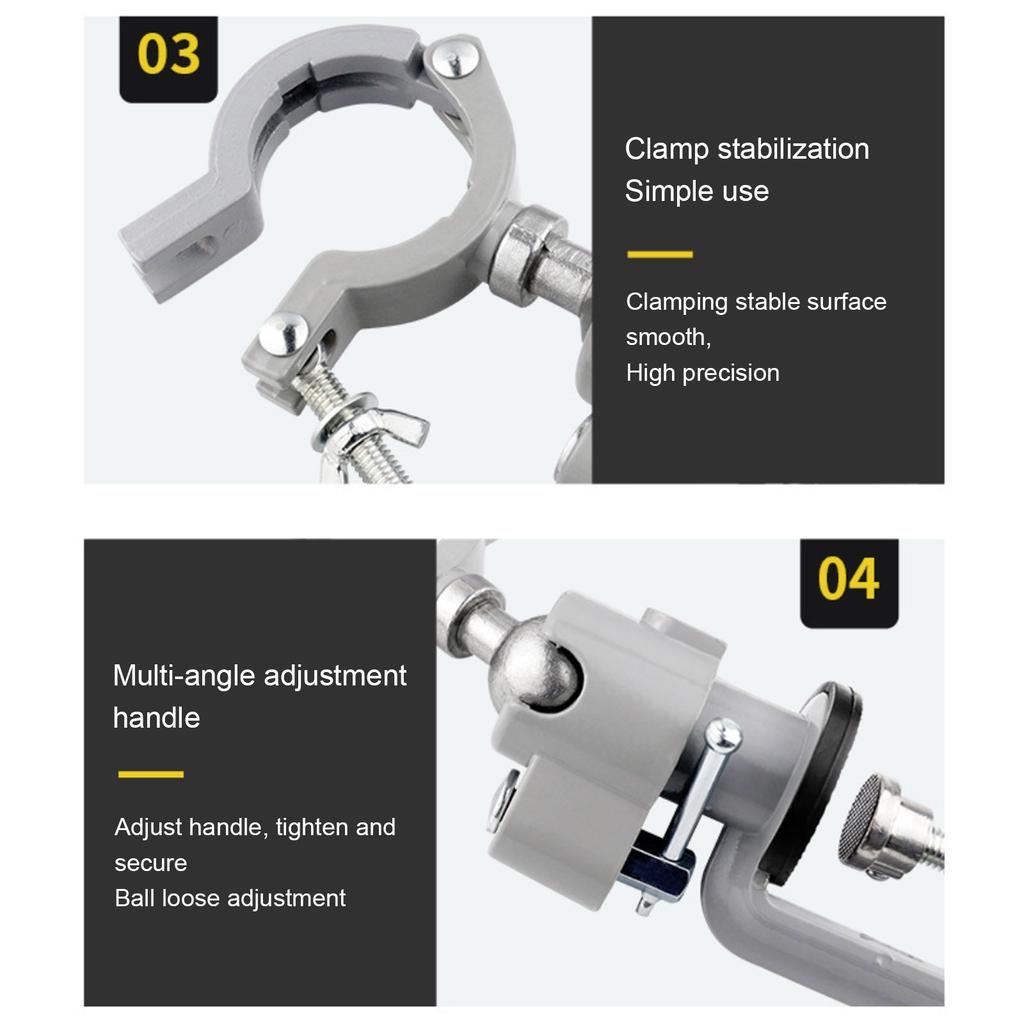 Morsa da banco girevole a 360 gradi Morsa da tavolo in alluminio Supporto per trapano elettrico per lavorazione del legno Metallo Plastica Strumenti di serraggio