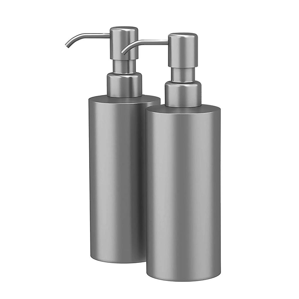 350ml Soap Liquid Dispenser Stainless Steel Press Type Lotion Bottle Containers Liquid Holder Cylindrical Appearance Bathroom