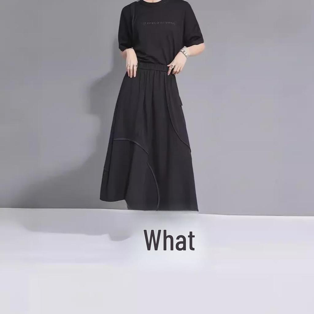 Evropský tmavý styl A-liniová sukně - Dámský niche letní design, Nepravidelný slim střih, Univerzální pro všechny příležitosti