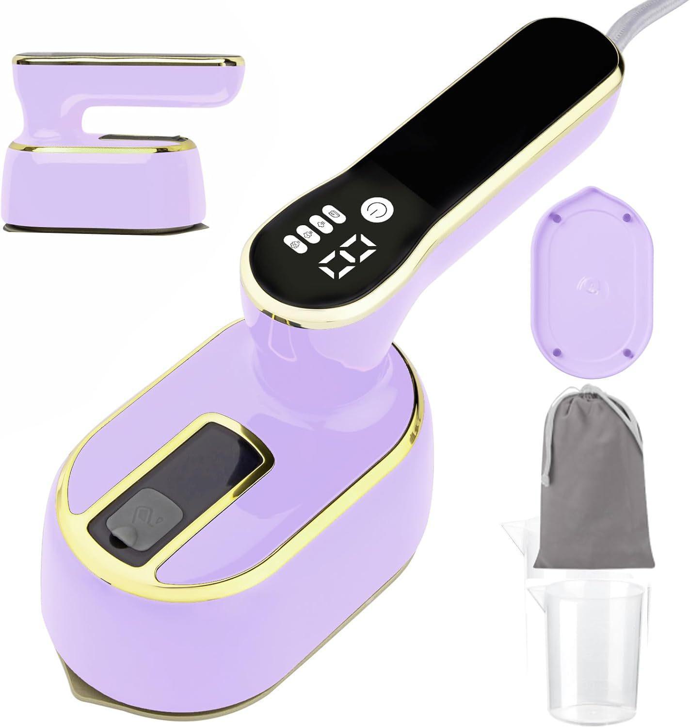 

Портативна ручна парова праска з інтелектуальним РК-дисплеєм - рішення для прасування за кордоном для подорожей US standard 110v фіолетовий