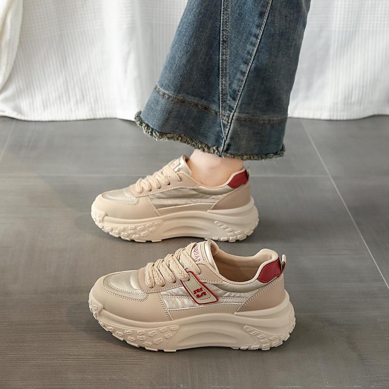 Fashion CRLAYDK Chunky Sneakers for Women Lace Up Platform Walking White Shoes Fashion Casual Ladies Running Sports Leather Tennis