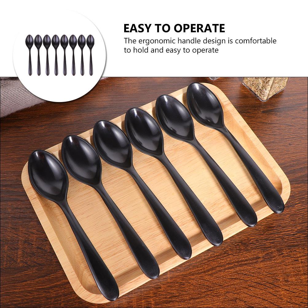 8Pcs Black Matte Melamine Spoon Soup Imitation Ceramic Ladle Coffee Dessert Multi Purpose Household Kitchen Dining Tableware4