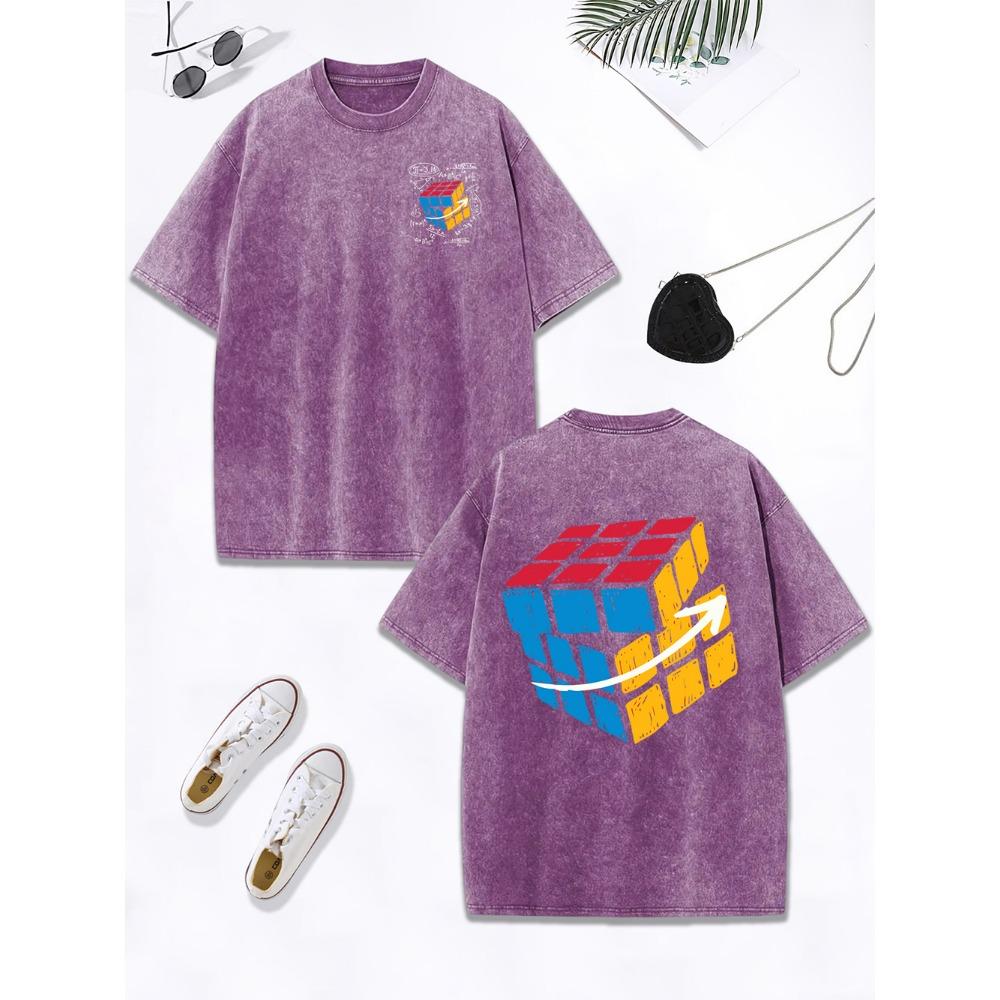 

Математические операции Креативная печать Выстиранная футболка Женская Хлопковая Футболка Оверсайз Удобные Топы с круглым вырезом Одежда 3XL