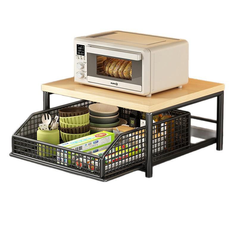 Countertop Microwave Oven Rack with Drawer for Kitchen Appliances
