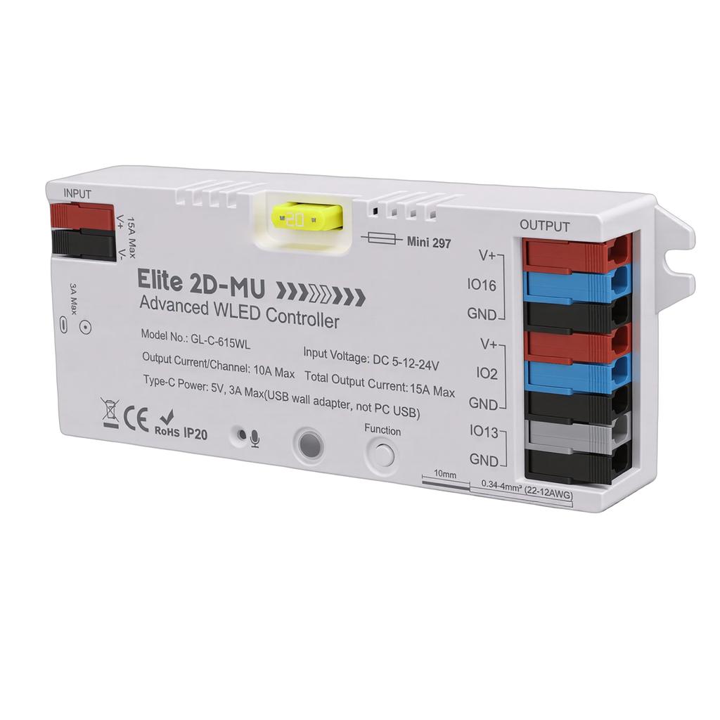 LED Strip Light Controller Over 100 Dynamic Lighting Effects Addressable RGB IC LED Strip Controller with Dynamic Mic
