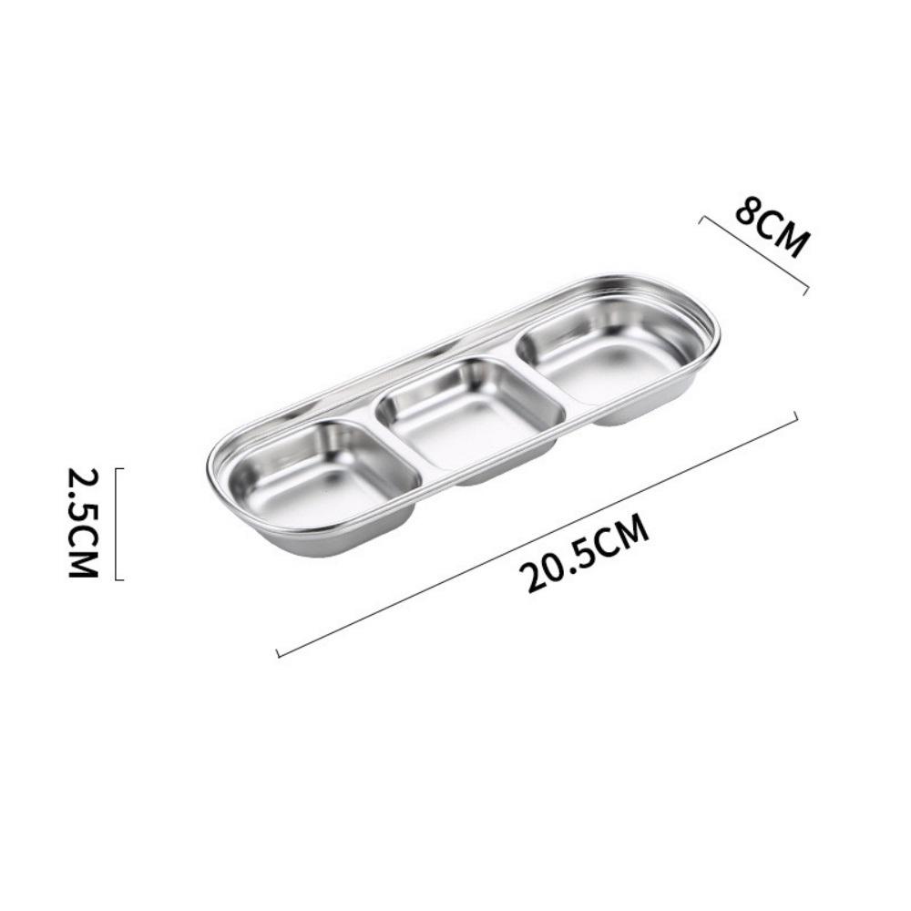 Stainless Steel Divided Dip Bowls Sauce Plate Seasoning Dipping Condiment Tray for BBQ Vinegar Spice Ketchup Salt Sugar Flavor