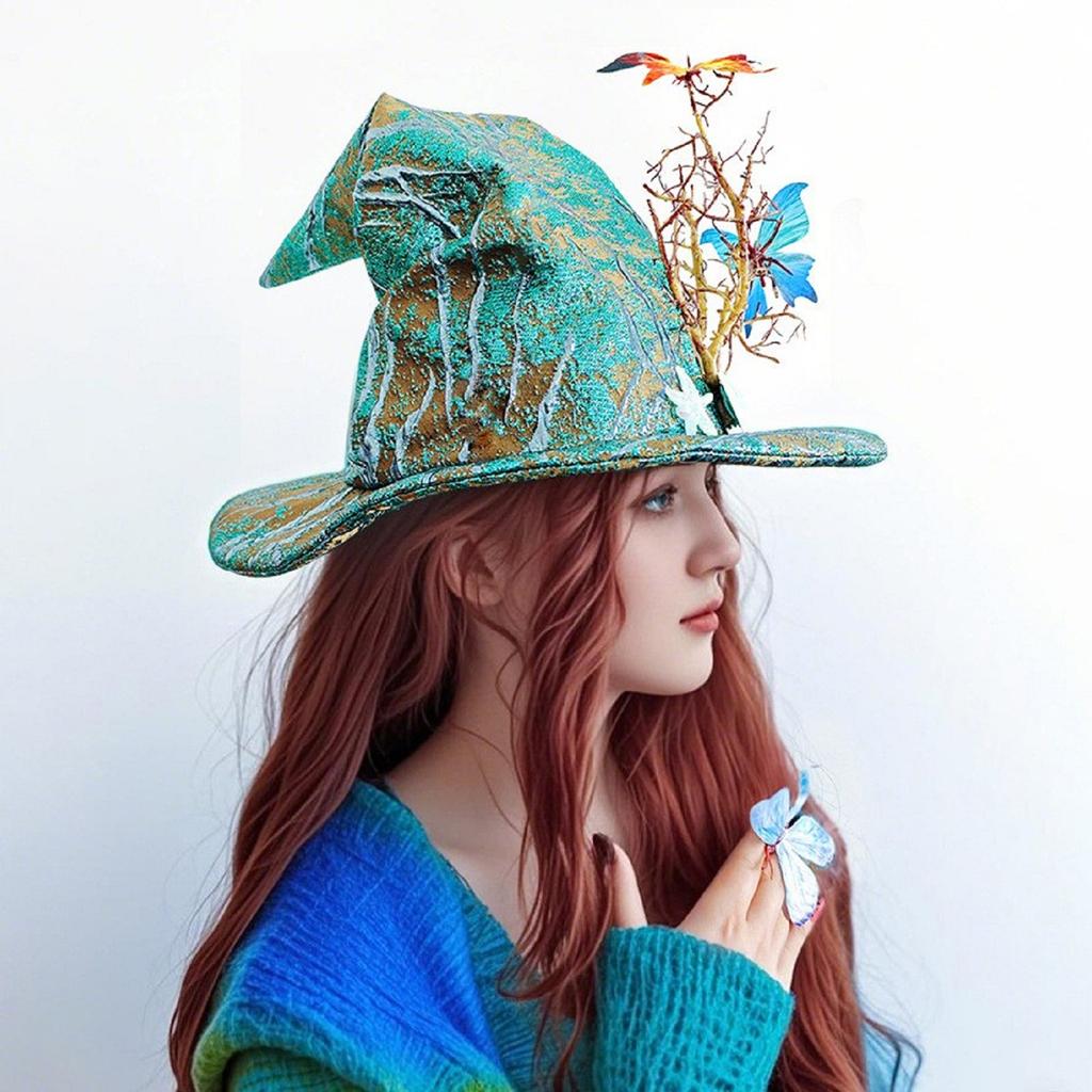 Halloween Witch Hat, Solid Color Witch Hat, Halloween Witch Hat, Halloween Accessories, Butterfly Party Halloween Hat Witch Hat Green, Cosplay Props