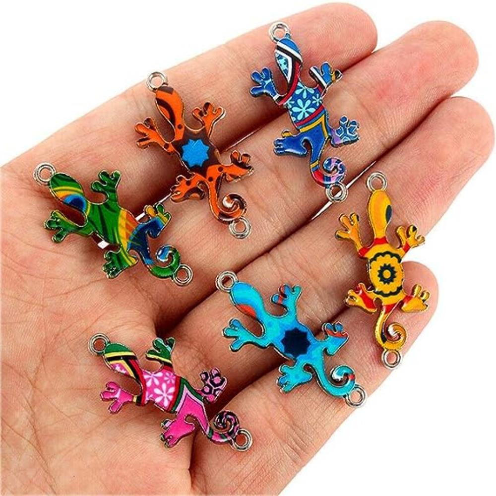 Mixed Color Gecko Charms Pendant Alloy Decorative Animal Pendant  Jewelry Craft Making