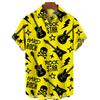 Hawaiian Shirt With Musical Guitar Print For Men, Party Short Sleeve Beach, Hip Hop, Harajuku, Large Size Top