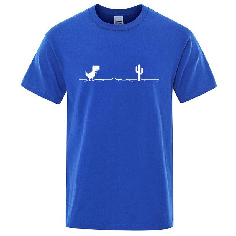 Men's High Quality 100%Cotton Funny Dinosaur Print T Shirt Loose O-neck Summer Cool Men Tshirt Short Sleeve T-shirt Male Tee Top
