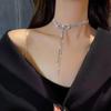 Trendy Summer Bow & Rhinestone Tassel Choker Necklace for Women