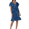 Women's Fashion Casual V Neck Wavy Edge Print Short Sleeve Dress