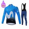 Movistar Racing Thermal Fleece Cycling Jersey Set Bicycle Bib Shorts Bike Clothing Ropa Maillot Ciclismo Hombre Bicicleta Kit