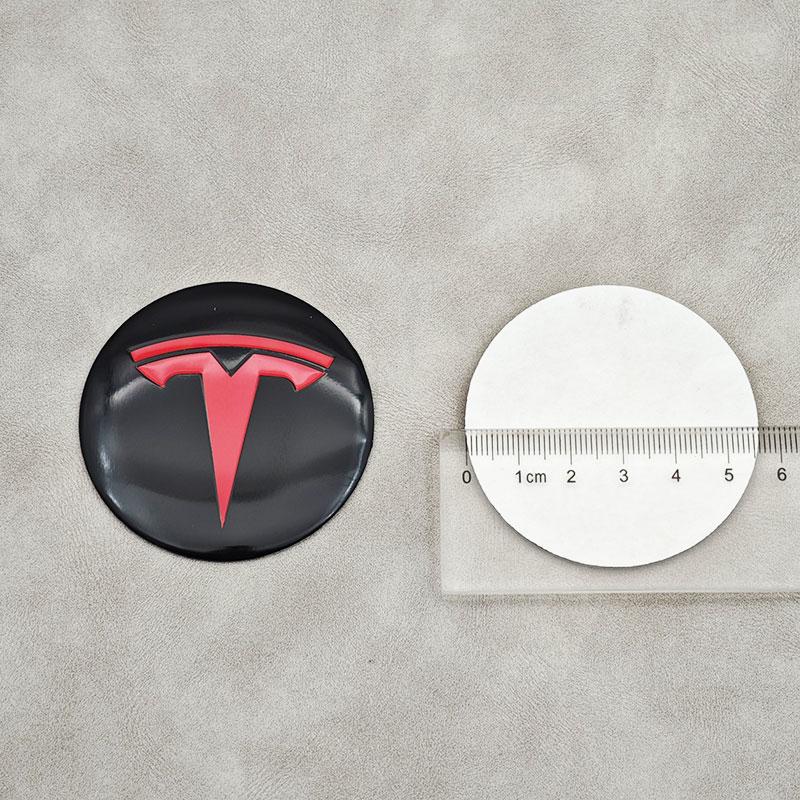 ALL1 4Pcs/set 56mm Black Red Tesla Logo Cap Hub Center Caps Sticker for Tesla Model 3 Y S X Personalized Car Sticker Car Accessories