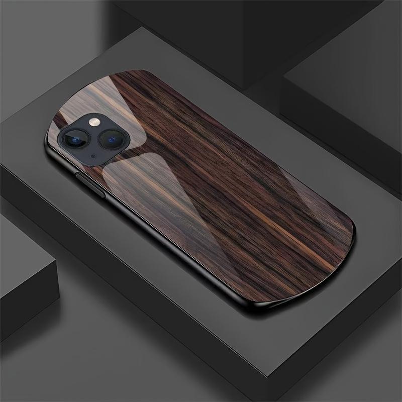 Wood Grain Pattern Glass Phone Case Suitable for iPhone 17 16 15 14 13 12 11 Pro/Max/Plus Shockproof Back Cover