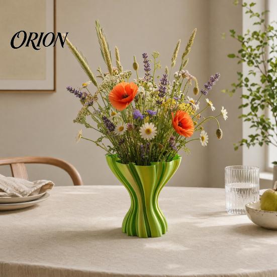 Vaso Stampa 3D Integrato Vasi Stampati, Elegante Vaso Pieghettato, Fioriera Minimalista Intrecciata Portafiori Decorativi Multiuso, Nordico