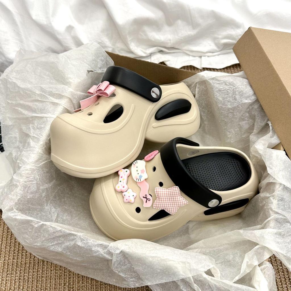 Wear Seaside Casual Bag Head Cool Slippers Women's Non-slip Beach Heightening Thick-soled Hole Shoes 2025 Summer and Autumn New Models