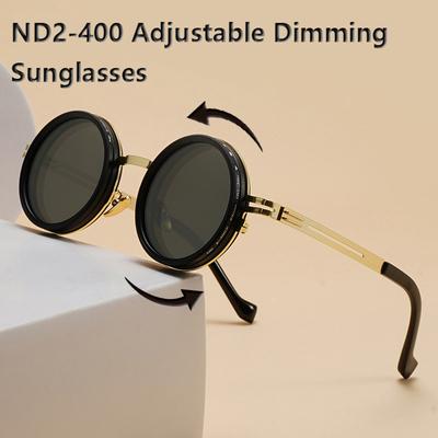 New Adjustable 1-9 Sunglasses Punk Sun Glasses Men Women Round ND Filter Lenses Retro Fishing Eyeglasses Shades