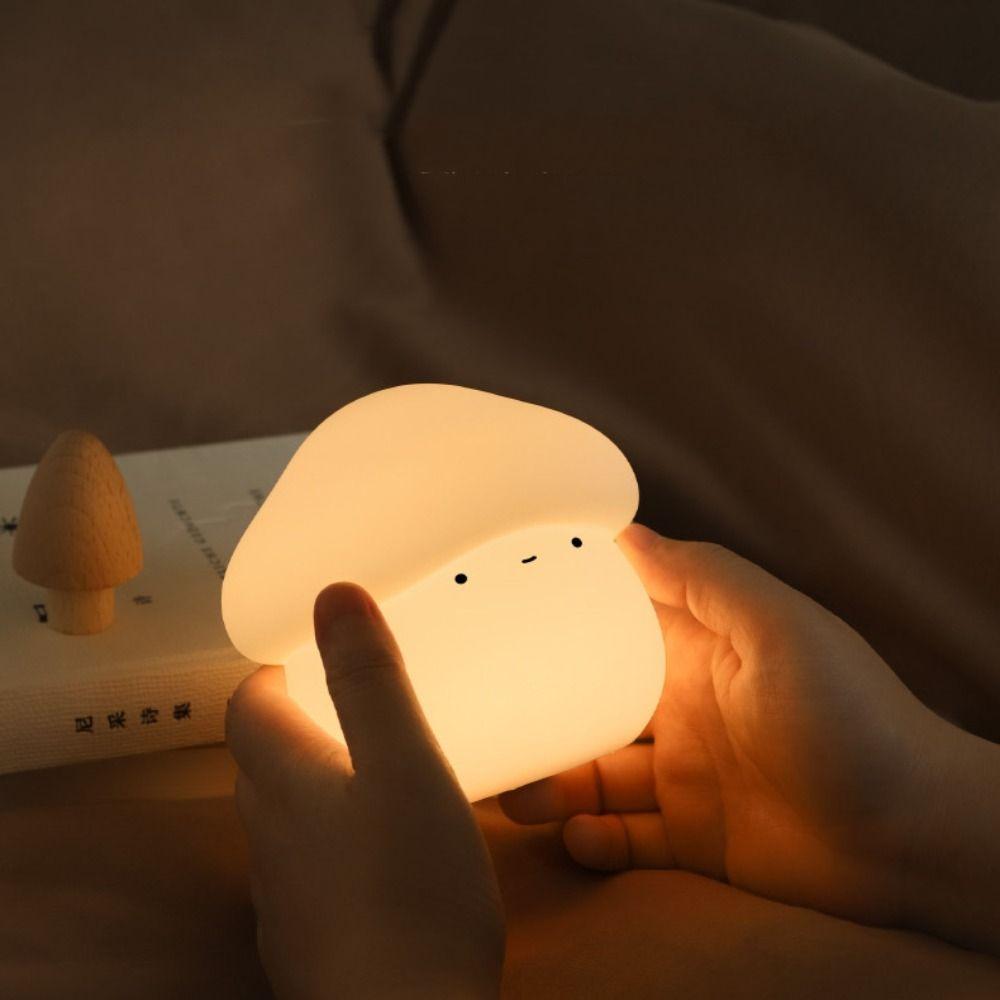 Dimmable Mushroom Night Lamp Silicone LED Bedside Lamp Touch Sensor Sleeping Night Lamp  Bedside