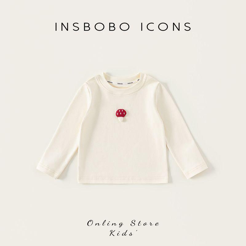 Insbobo Girls  Tops 2026 Spring New Style Baby Girl Long-Sleeved T-Shirt Kidsren s Bottoming Shirt Baby Spring & Fall Clothes Beige 80 cm
