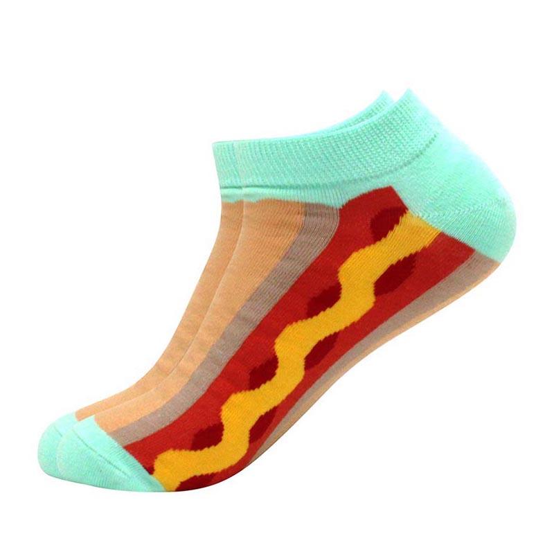 springtime Fashion Colorful Cotton Mens Socks Harajuku Stripe Art oil painting Animal Print Beer fries Funny Happy Ankle Socks