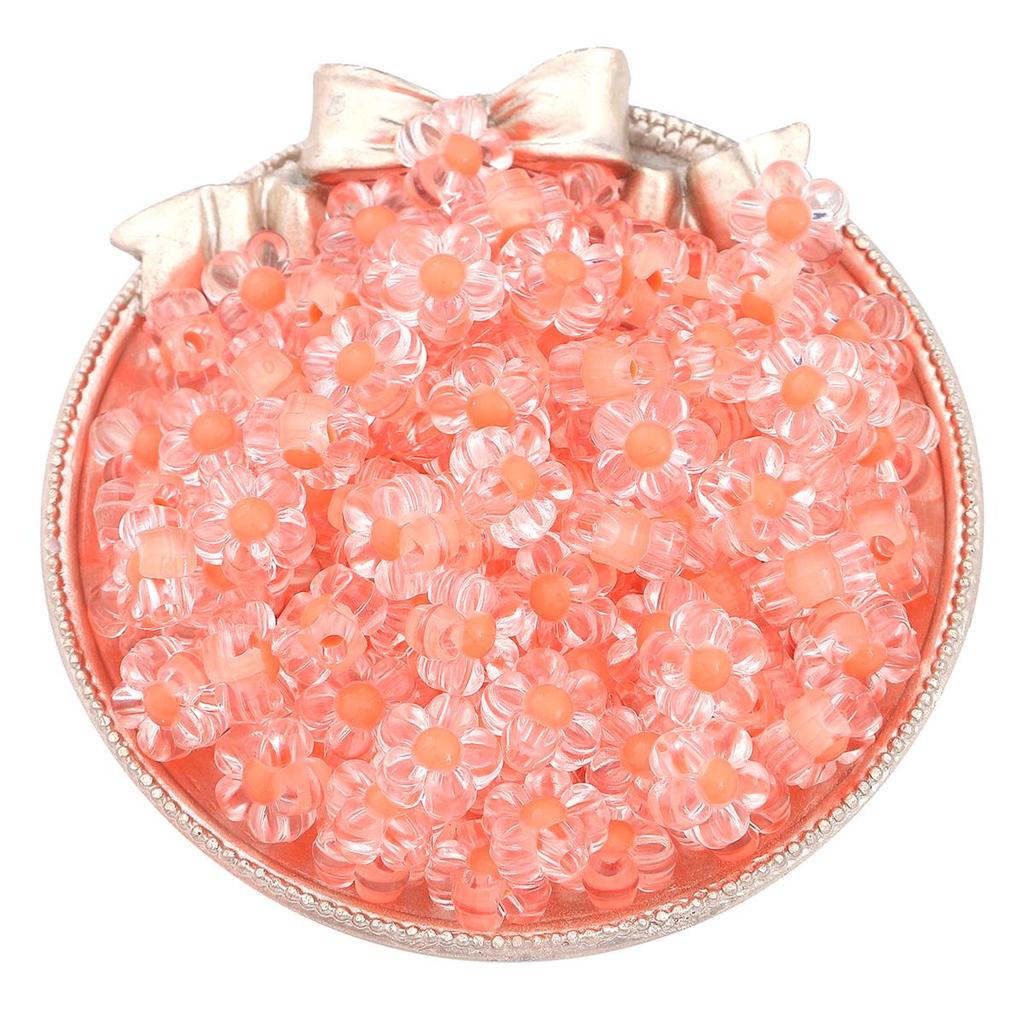 50Pcs 12mm Clear Acrylic Flowers Beads Loose Spacer Beads for Jewelry Making