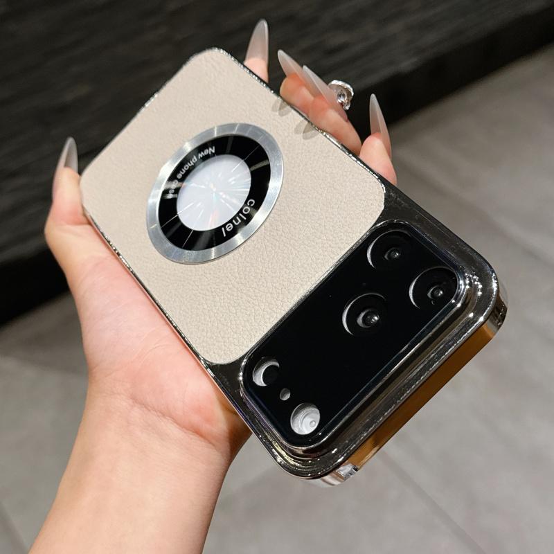 Luxury Leather Large Camera Glass forMagsafe Armor Case foriPhone 17 Air 16 15 14 13 12 11 Pro Max Plus Logo Magnetic Cover