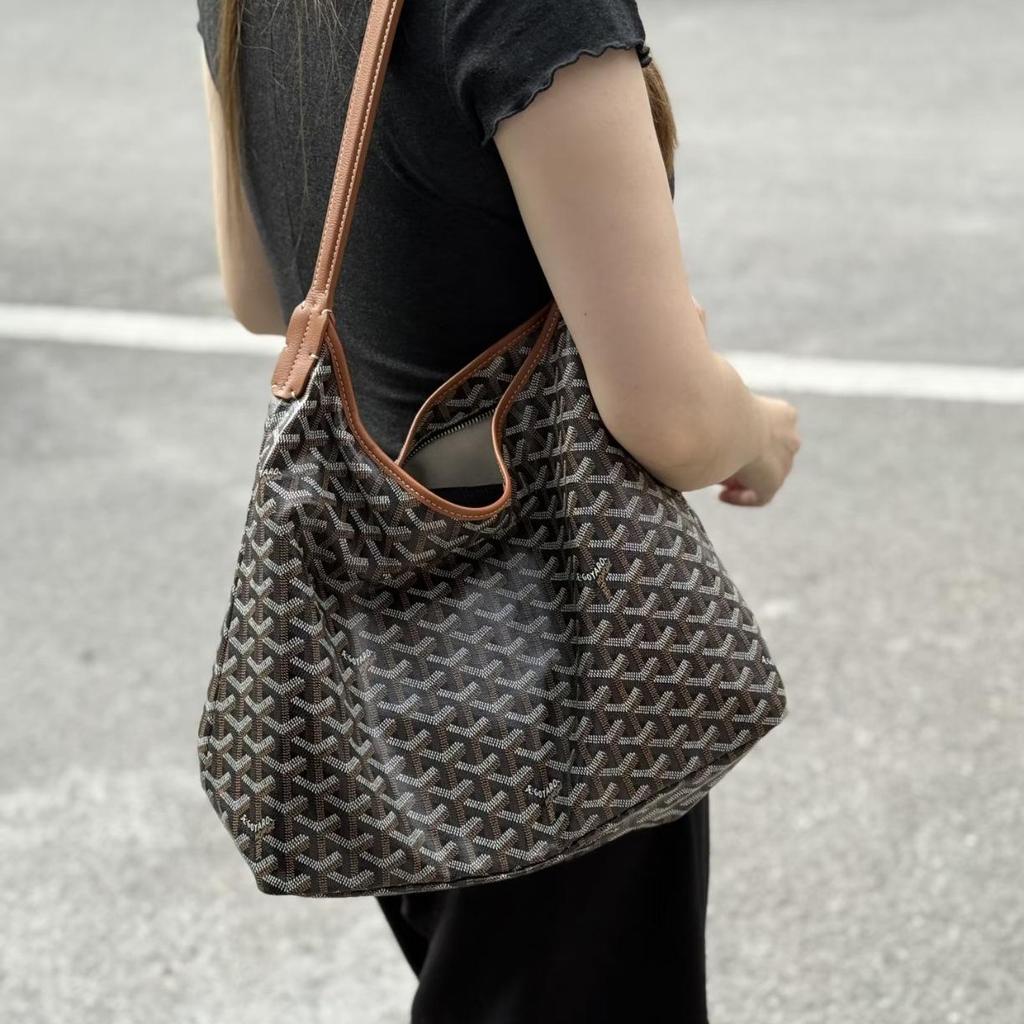 Genuine Leather Women's Dogtooth Hobo Shoulder Bag - Large Capacity Tote for Shopping & Commuting
